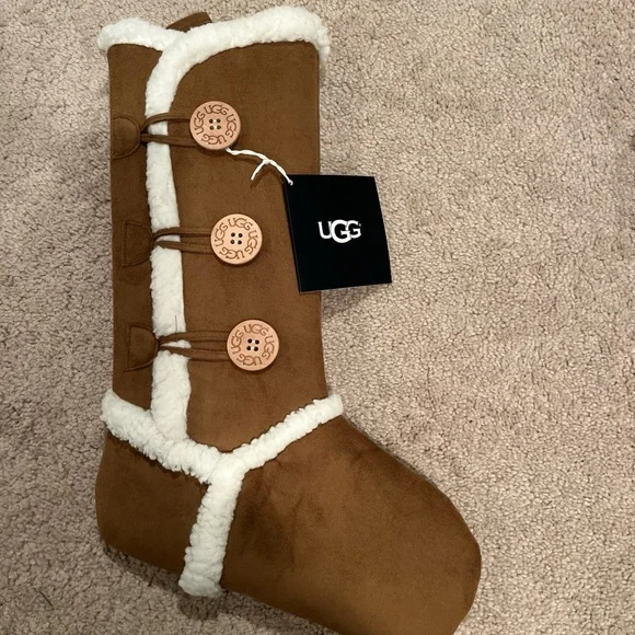 UGG Brown and Burgundy Christmas Stockings - Picture 2 of 5